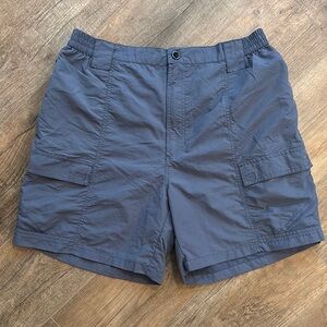 Reel Legends Performance Clothing Men’s‎ Gray / Blue Cargo Nylon Shorts Size XL